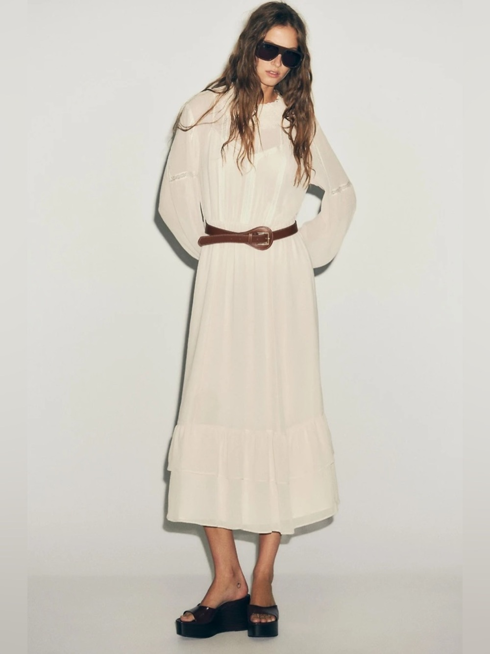 NWT Zara Woman Bloggers Fav BELTED COTTON GAUZE DRESS Size S Small - Picture 3 of 12